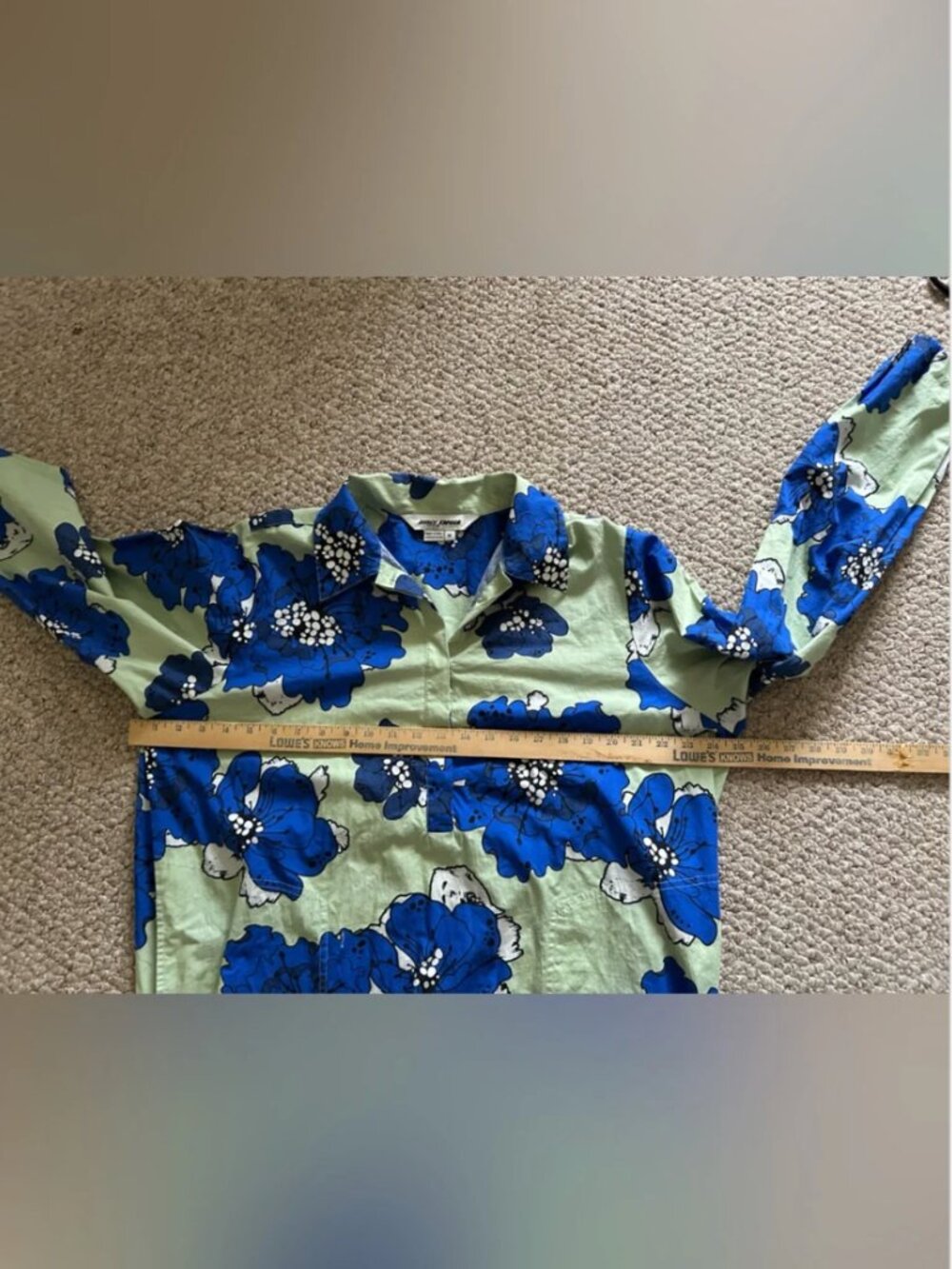 Anthropologie Dhruv Kapoor Floral Midi Shirtdress Cotton Blue Green Dress size M - Picture 8 of 10